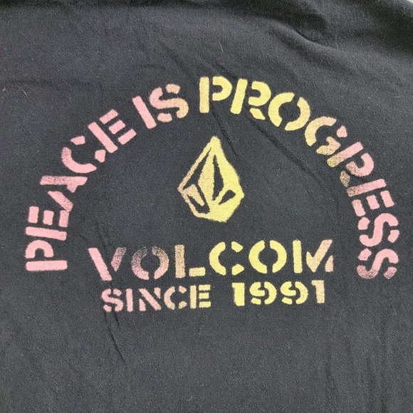 Volcom Peace Is Progress Mens XL Black Short Sleeve Tshirt Casual Outdoors Comfo - Picture 3 of 8